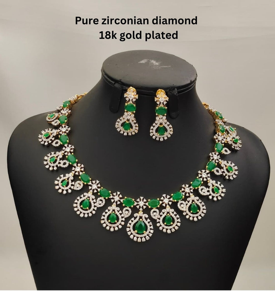 Pure Zirconian Diamond Necklace With Earrings s230091