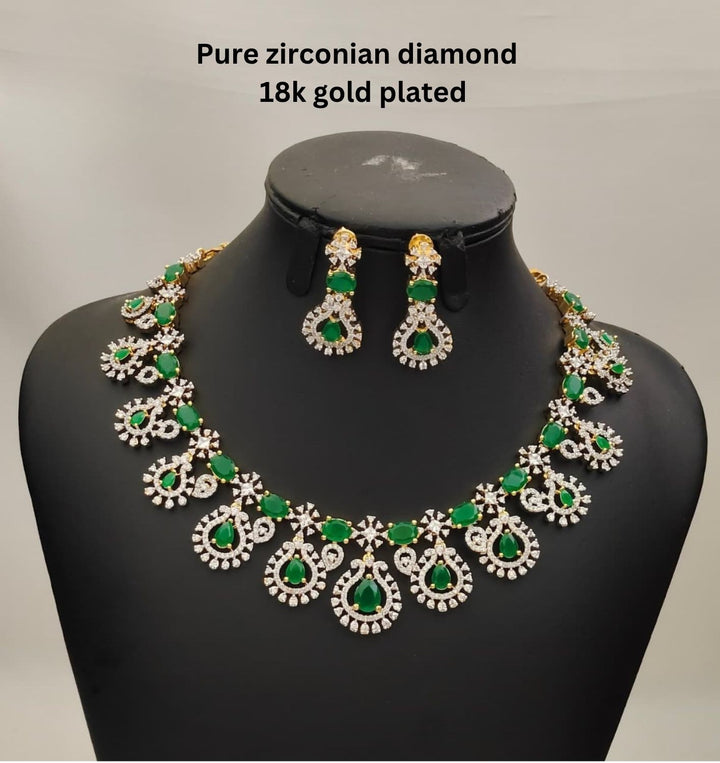 Pure Zirconian Diamond Necklace With Earrings s230091