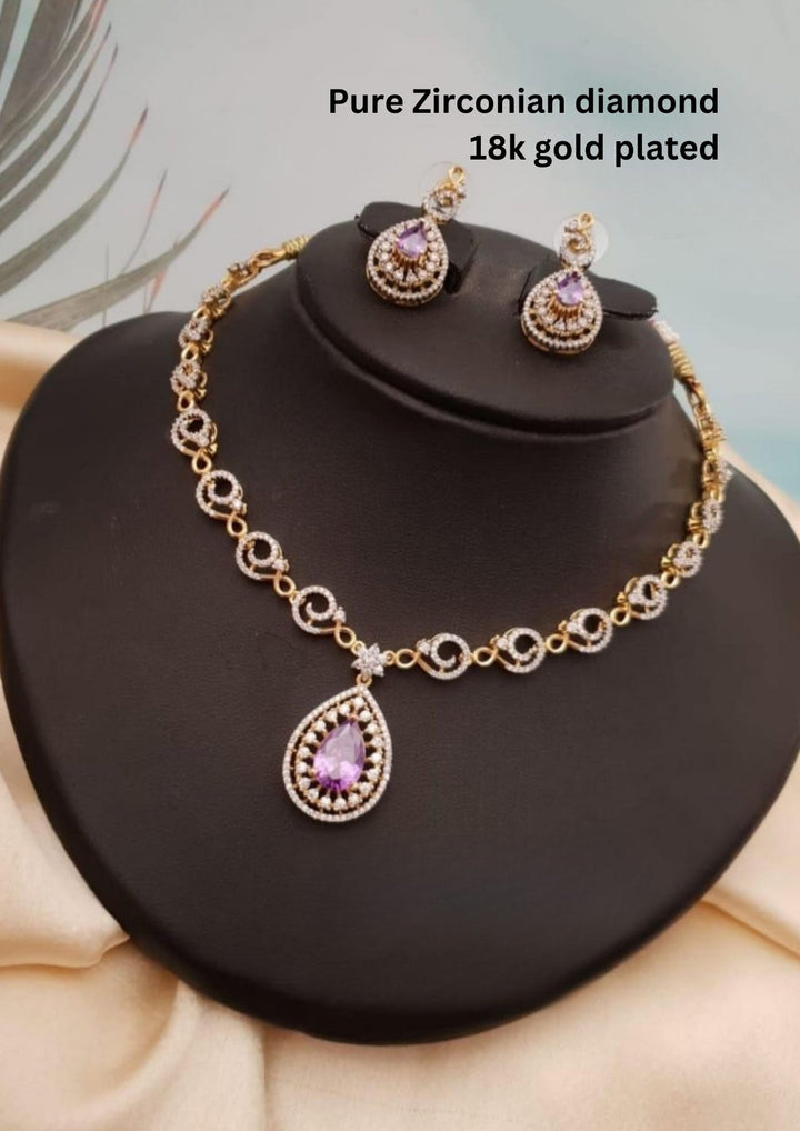 Pure zirconian diamond Necklace With Earrings g101020