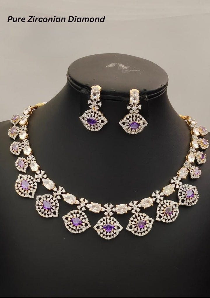Pure Zirconian Diamond Necklace with Earrings s 230091