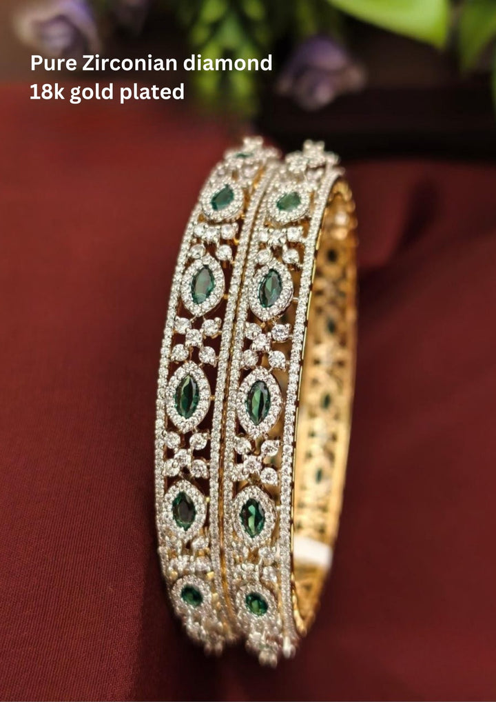 Pure Zirconian Diamond Gold Plated Bangles s 210071
