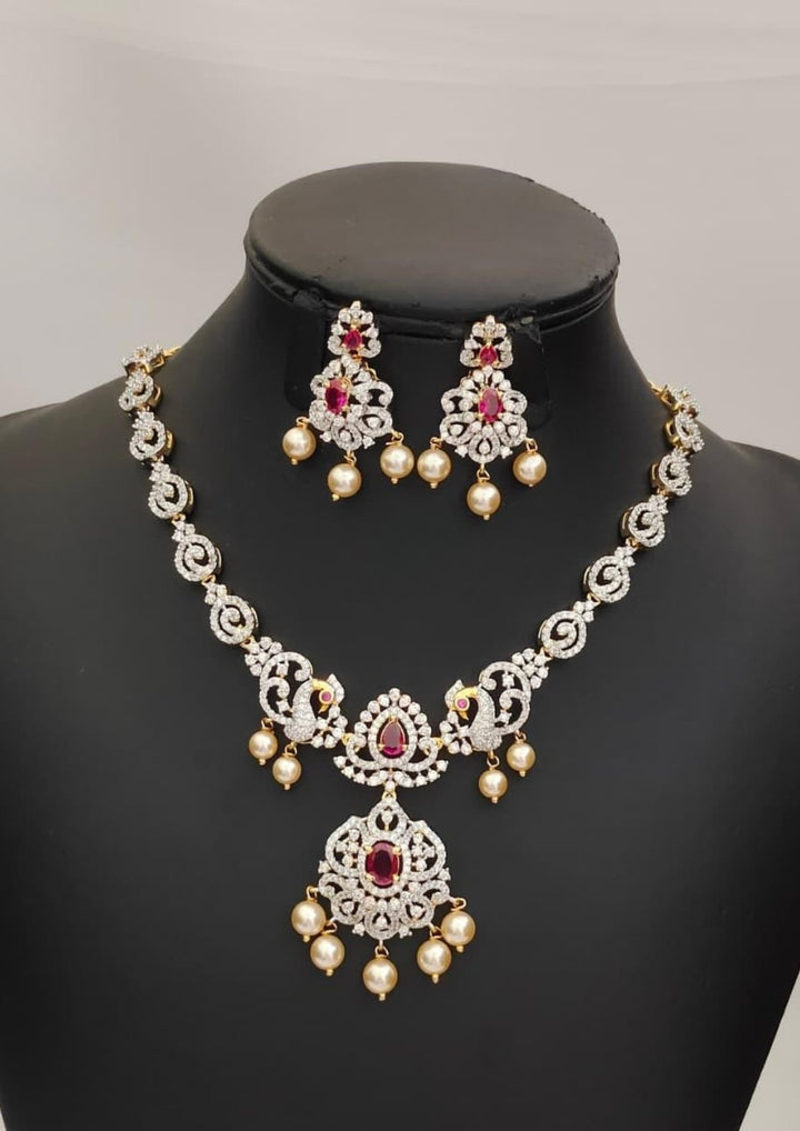Pure Zirconian Diamond Necklace with Earrings s140011