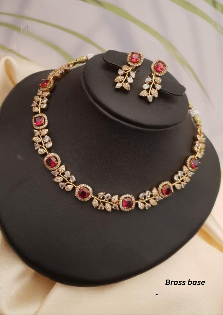 Kundan Brass Base  Necklace With Earrings g 10750