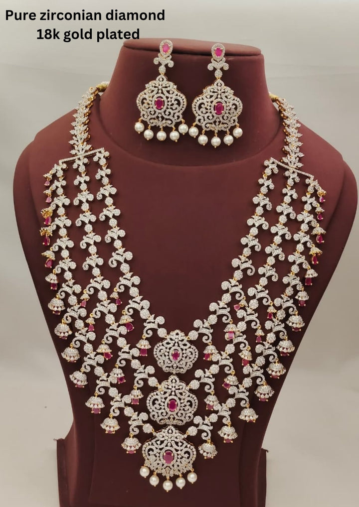 Pure Zirconian Diamond Necklace With Earrings  s600065