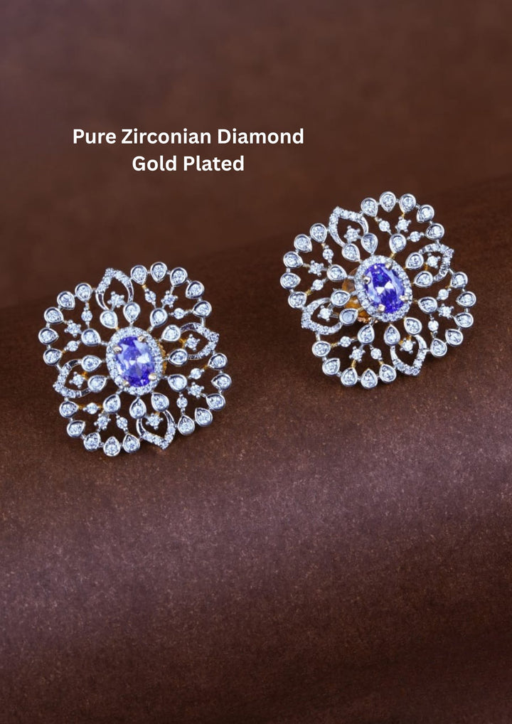 Pure Zirconian Diamond Gold Plated Studs c104520