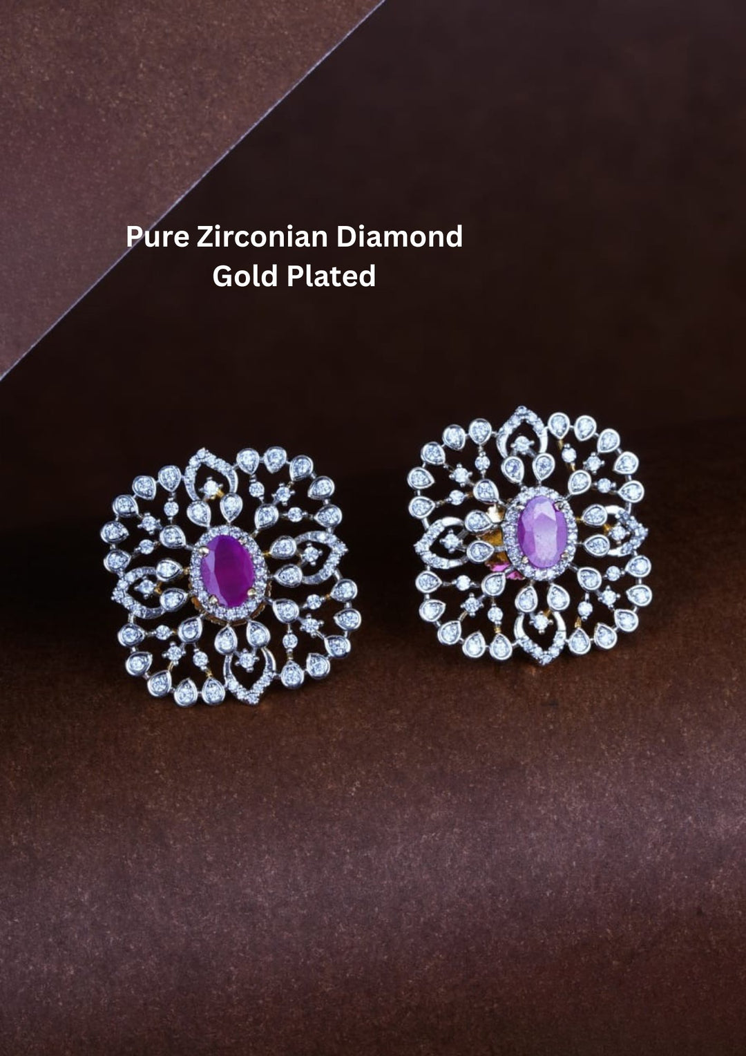 Pure Zirconian Diamond Gold Plated Studs c104520