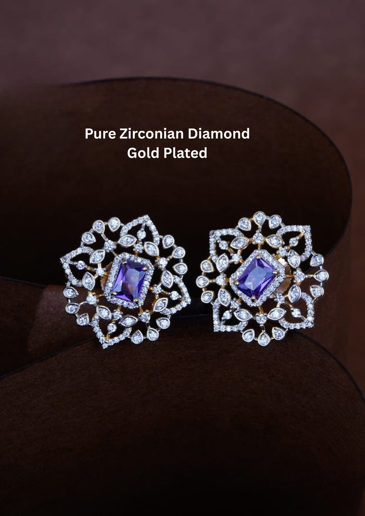 Pure Zirconian Diamond Gold Plated Studs c105020