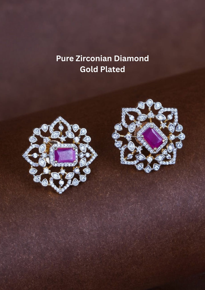 Pure Zirconian Diamond Gold Plated Studs c105020