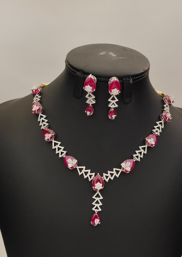 Pure Zirconian Diamond Necklace With Earrings s220081