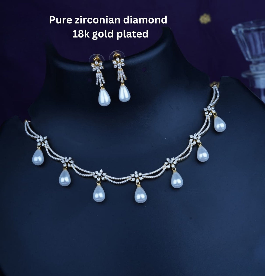 Pure Zirconian Diamond Necklace With Earrings c107020
