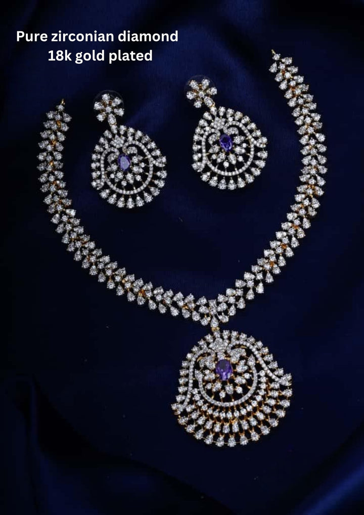 Pure Zirconian Diamond Necklace With Earrings c1012020