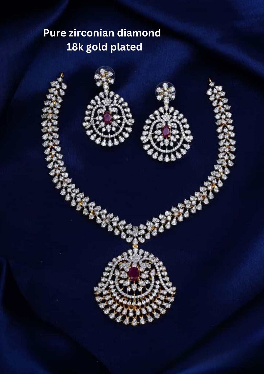 Pure Zirconian Diamond Necklace With Earrings c1012020