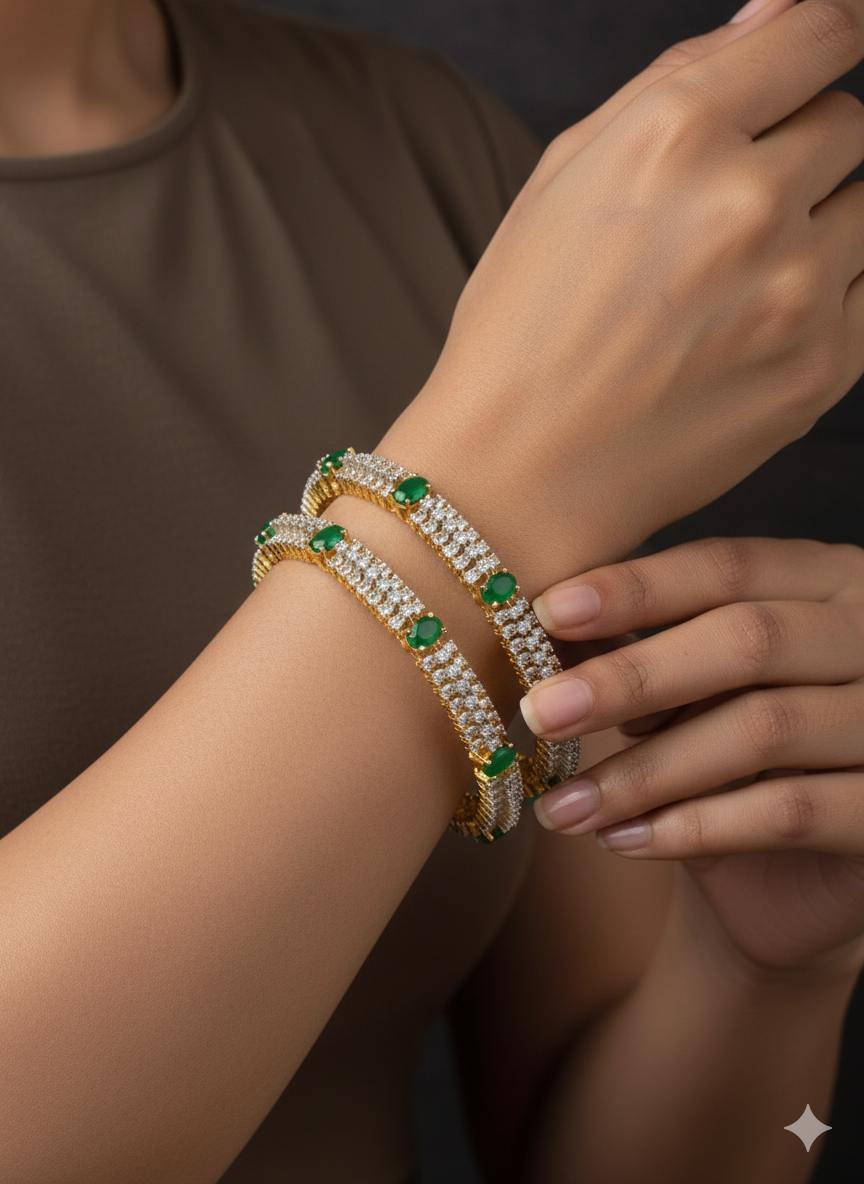 Pure Zirconian Diamond Gold Plated Bangles c 1013020