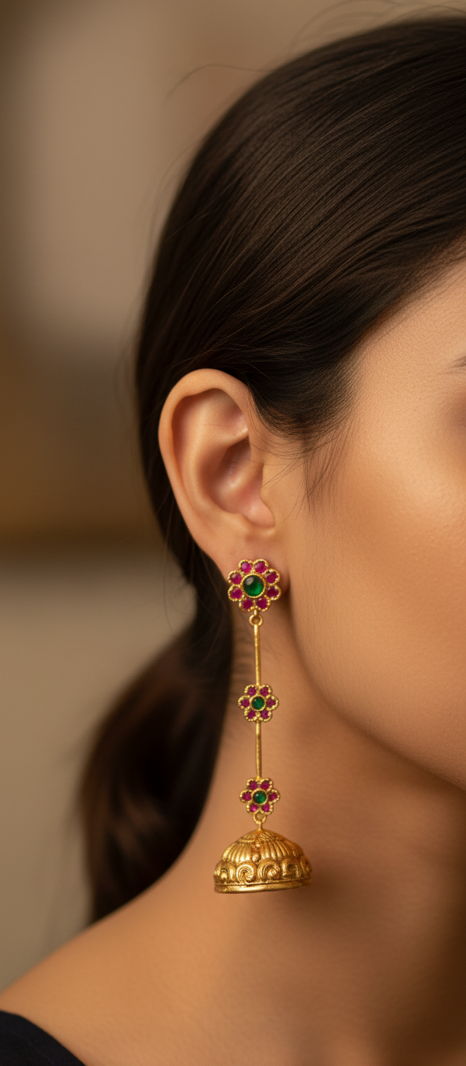 Kundan Gold Plated Kemp Antique Earrings g 10750