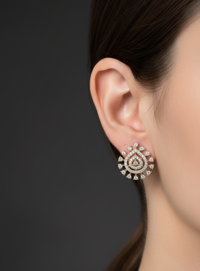 Pure Zirconia Diamond Gold Plated Exquisite Earrings c103020