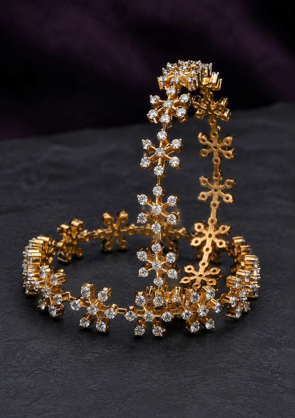 zircon diamond Gold Plated Amora Bangles (set of 2)